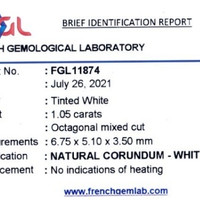 1.05 Ct. White Sapphire from Ceylon (Sri Lanka) Scan Report