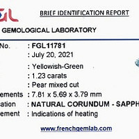 1.23 Ct. Yellowish Green Sapphire from Ceylon (Sri Lanka) Scan Report