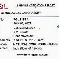 1.23 Ct. Yellowish Green Sapphire from Ceylon (Sri Lanka) Scan Report