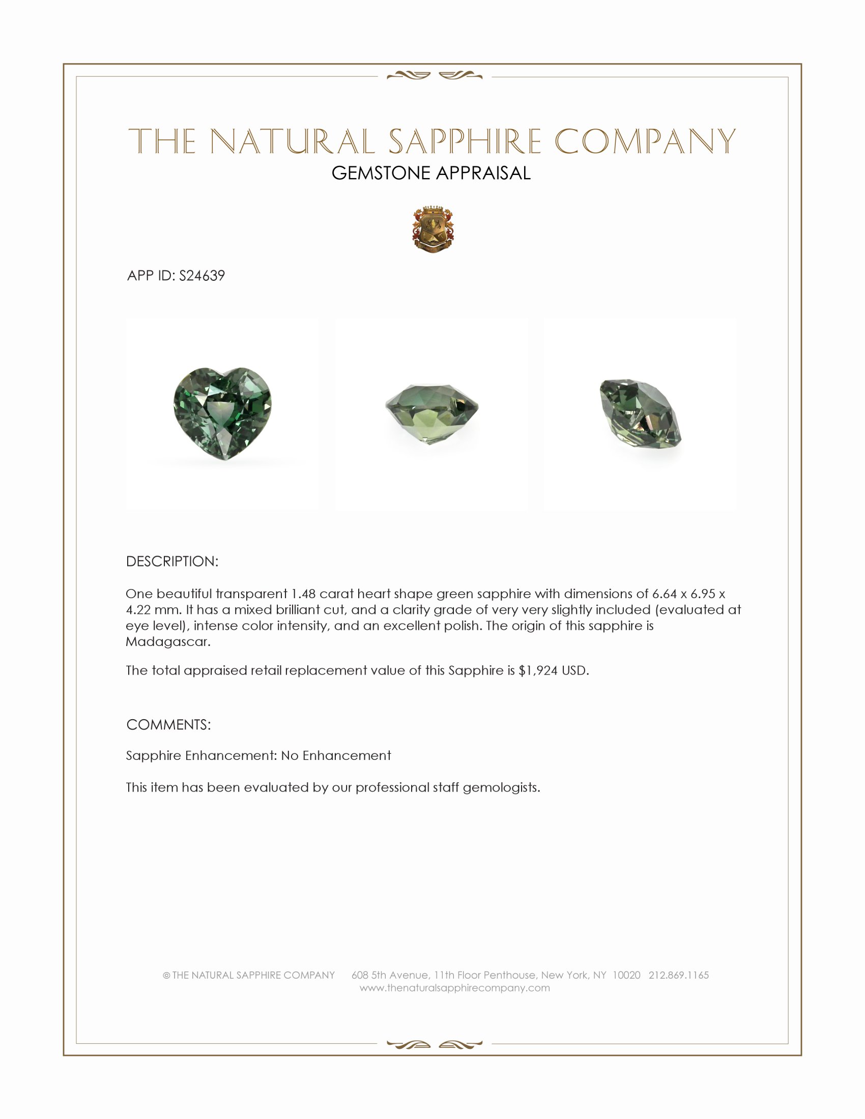 1.48 Ct. Green Sapphire from Madagascar