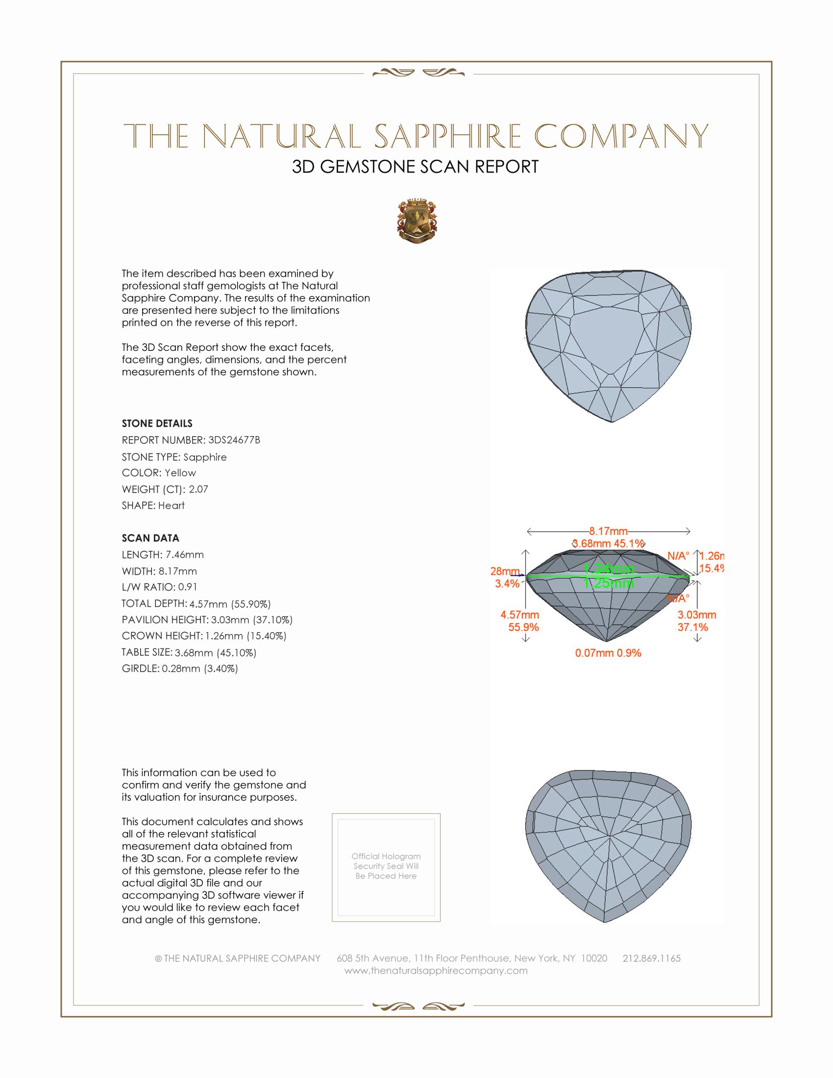 2.07 Ct. Yellow Sapphire from Ceylon (Sri Lanka)