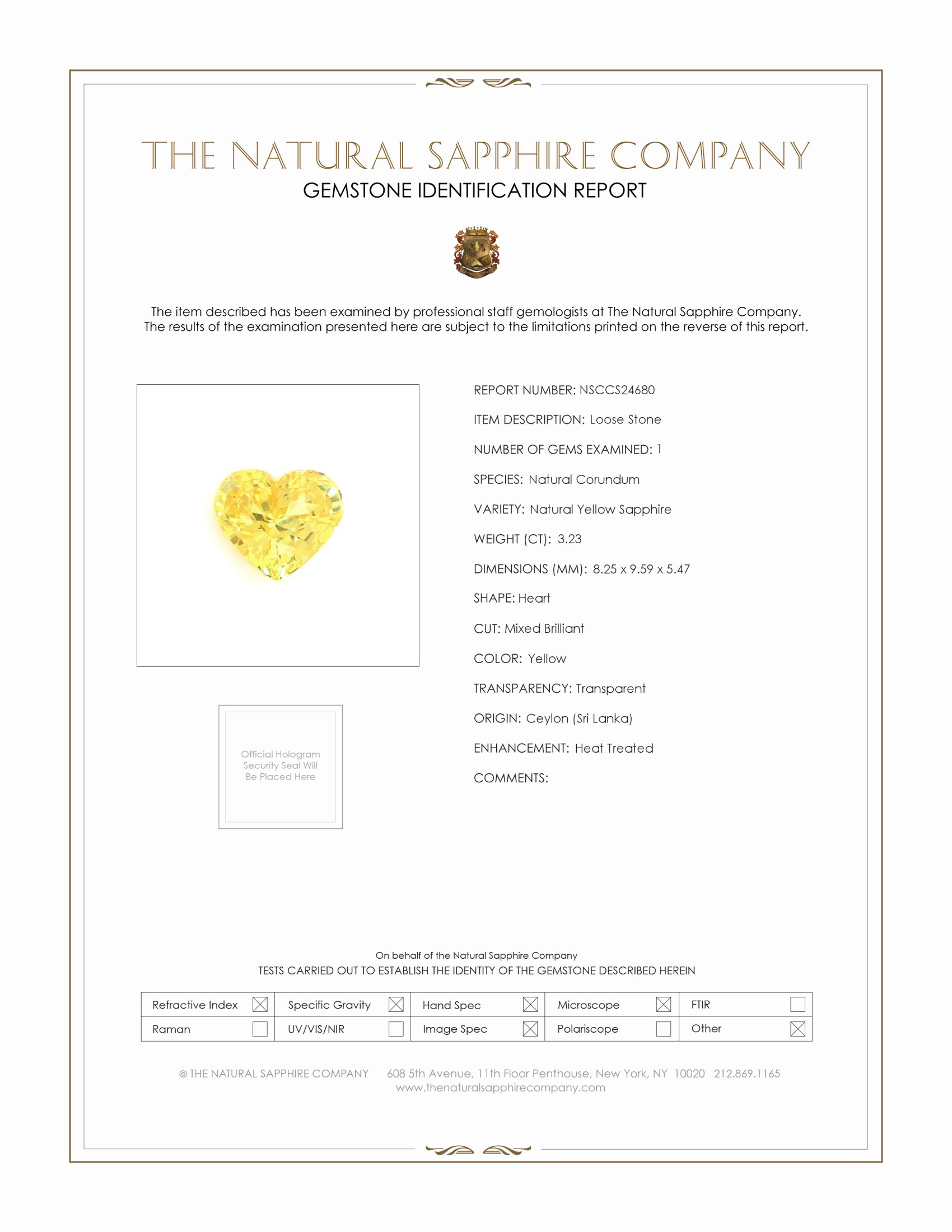 3.23 Ct. Yellow Sapphire from Ceylon (Sri Lanka)