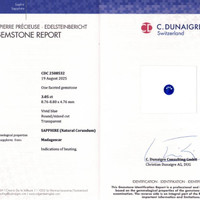 3.05 Ct. Blue Sapphire from Madagascar Scan Report