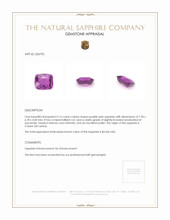 2.16 Ct. Pinkish Purple Sapphire from Ceylon (Sri Lanka) Appraisal