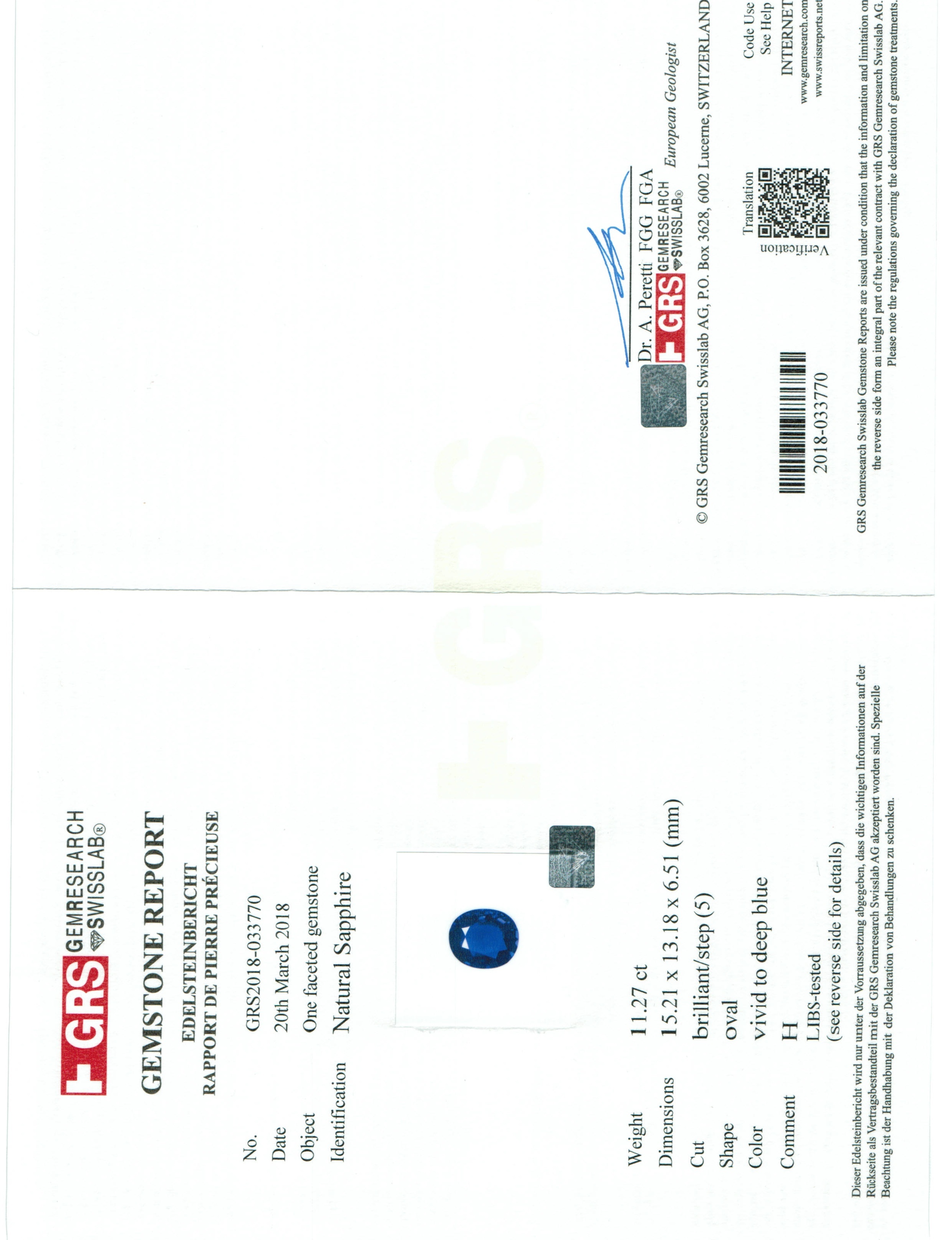 11.27 Ct. Blue Sapphire from Madagascar