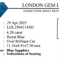 6.28 Ct. Blue Sapphire from Ceylon (Sri Lanka) Scan Report