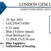 4.12 Ct. Bi Color Sapphire from Ceylon (Sri Lanka) Scan Report