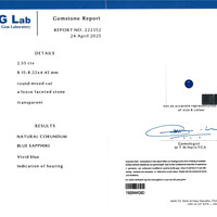 2.55 Ct. Blue Sapphire from Ceylon (Sri Lanka) Scan Report