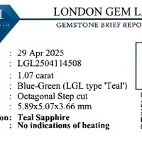 1.07 Ct. Bluish Green Sapphire from Madagascar Scan Report