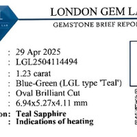 1.23 Ct. Bluish Green Sapphire from Madagascar Scan Report