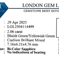 2.06 Ct. Bi Color Sapphire from Madagascar Scan Report