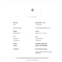 2.96 Ct. Violet Star Sapphire from Ceylon (Sri Lanka) Scan Report