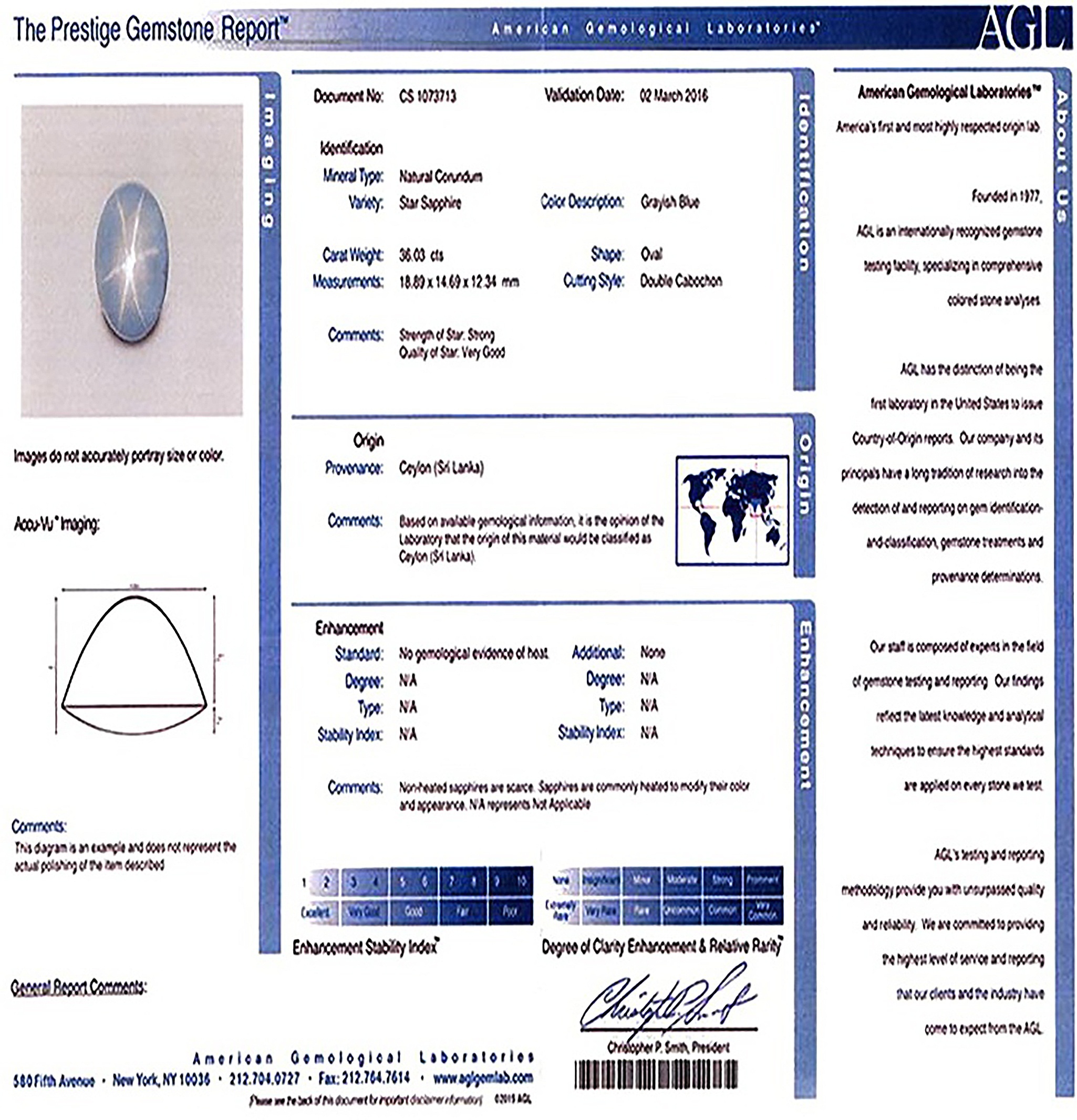 36.03 Ct. Greyish Blue Star Sapphire from Ceylon (Sri Lanka)