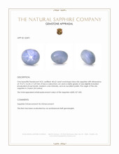 40.62 Ct. Blue Star Sapphire from Ceylon (Sri Lanka) Appraisal