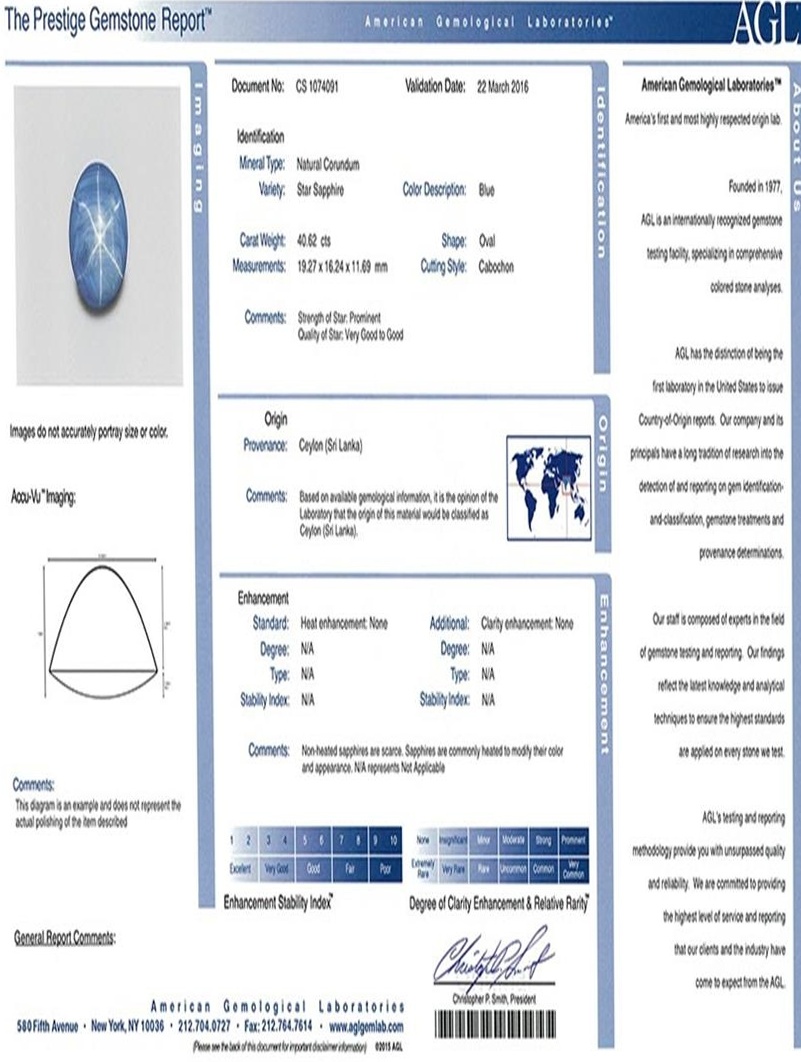 40.62 Ct. Blue Star Sapphire from Ceylon (Sri Lanka)