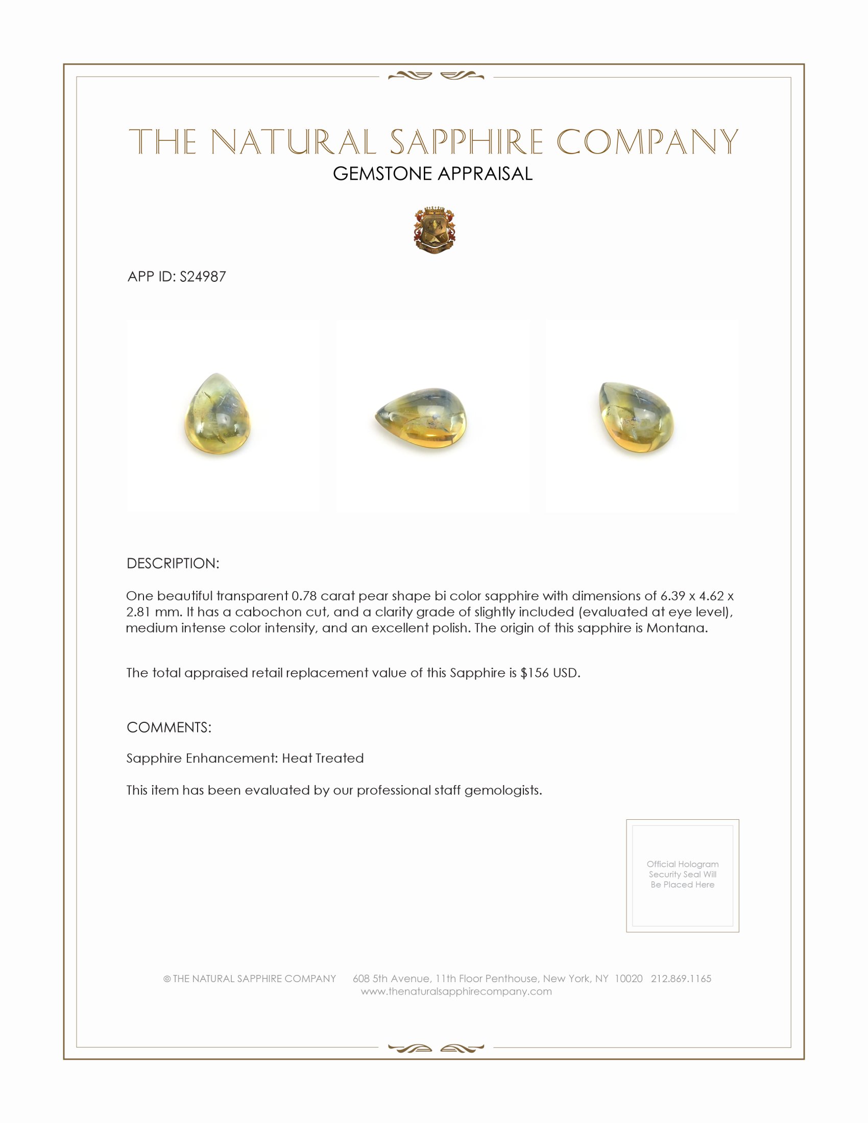 0.78 Ct. Bi Color Cabochon Sapphire from Montana