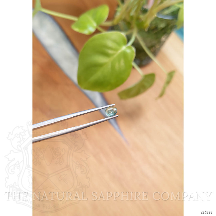 0.84 Ct. Bluish Green Cabochon Sapphire from Montana