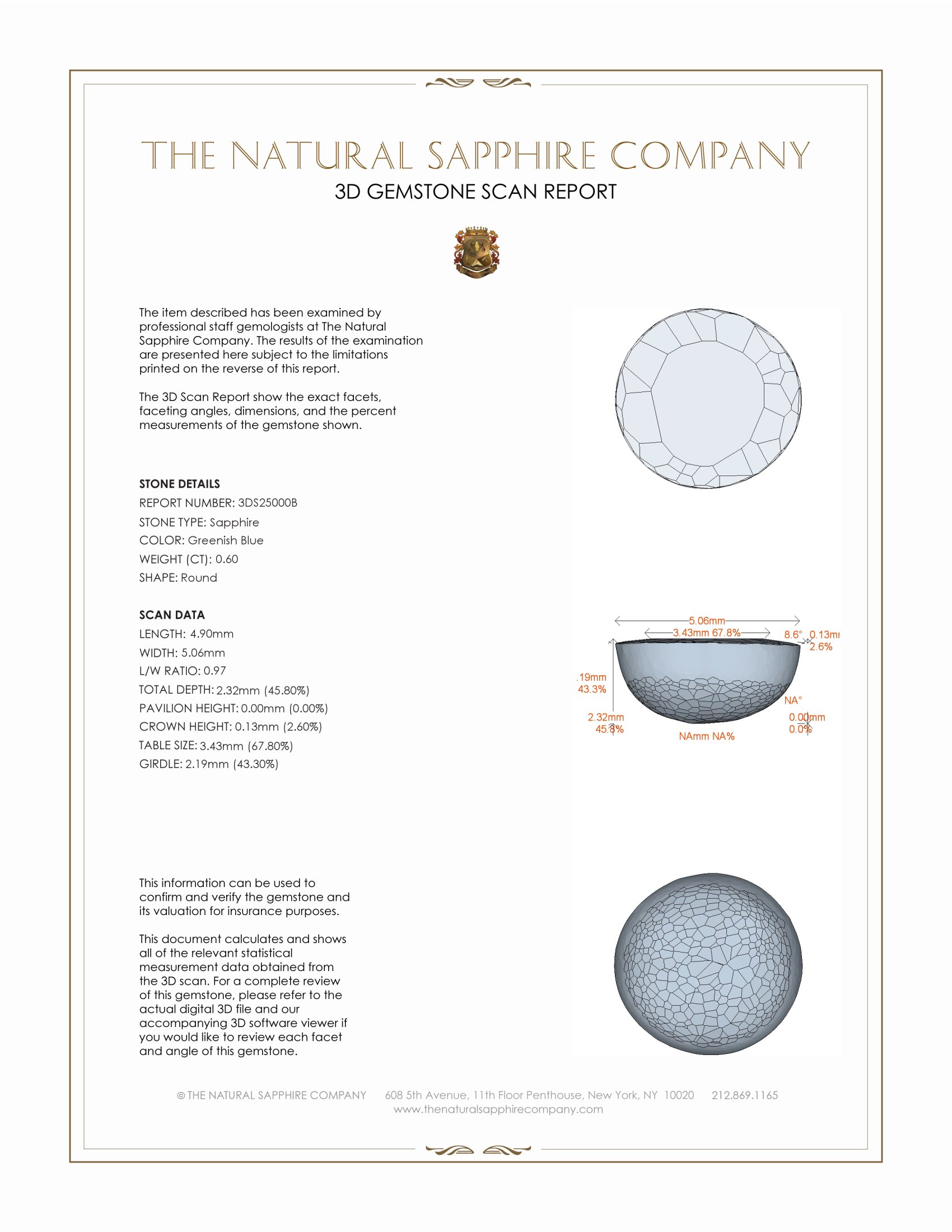 0.60 Ct. Greenish Blue Cabochon Sapphire from Montana