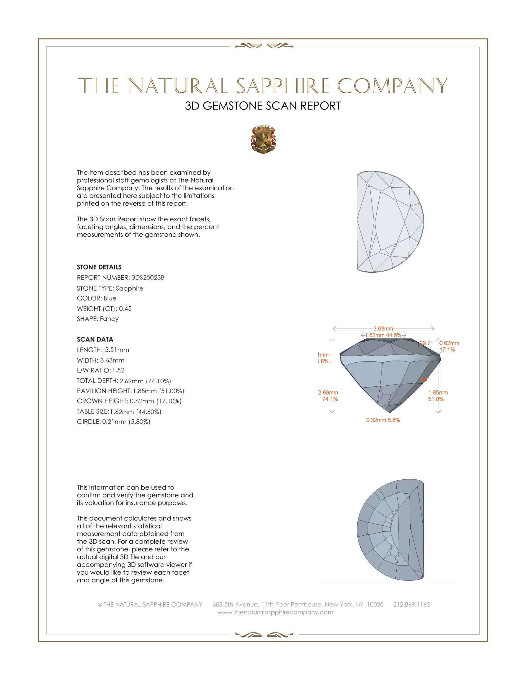 0.45 Ct. Blue Sapphire from Montana