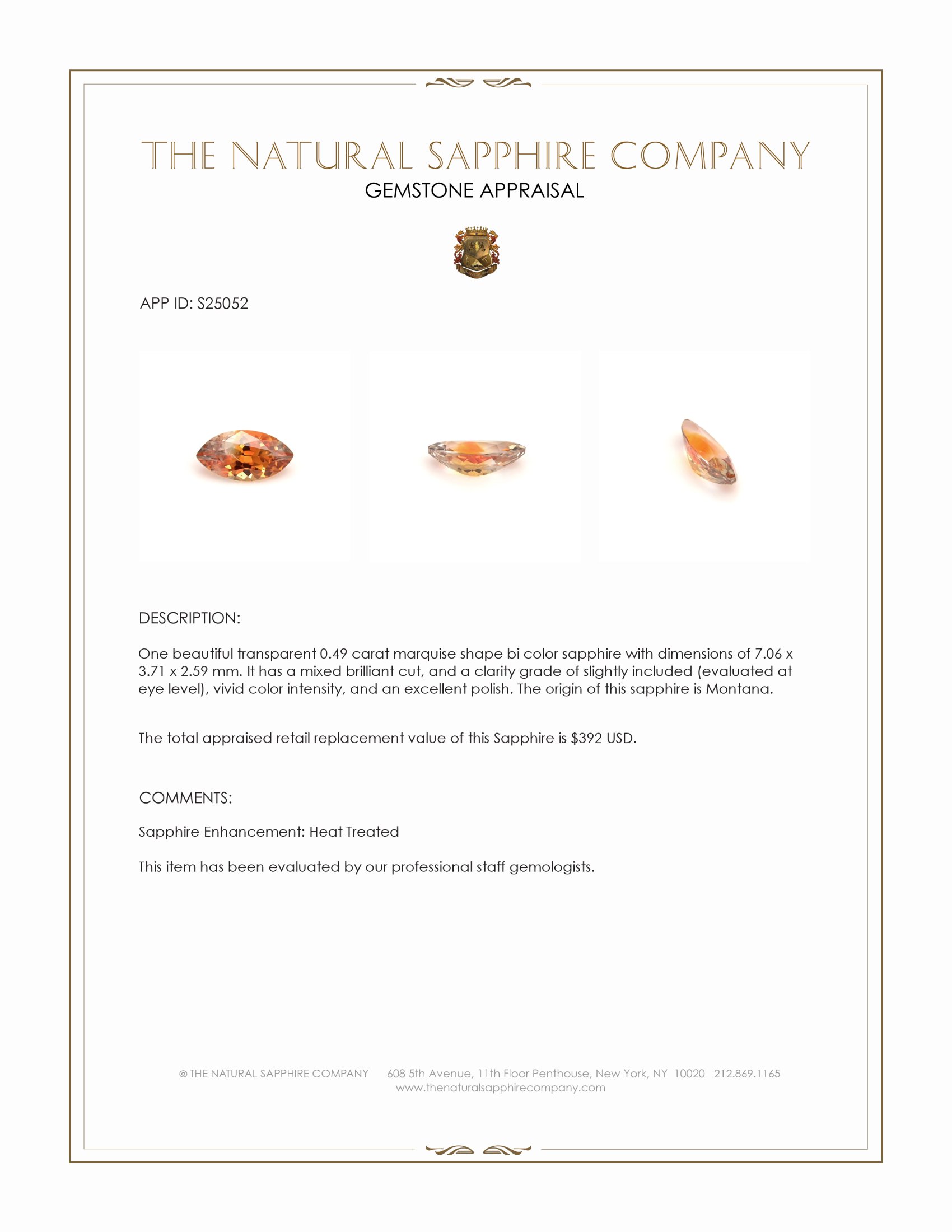 0.49 Ct. Bi Color Sapphire from Montana