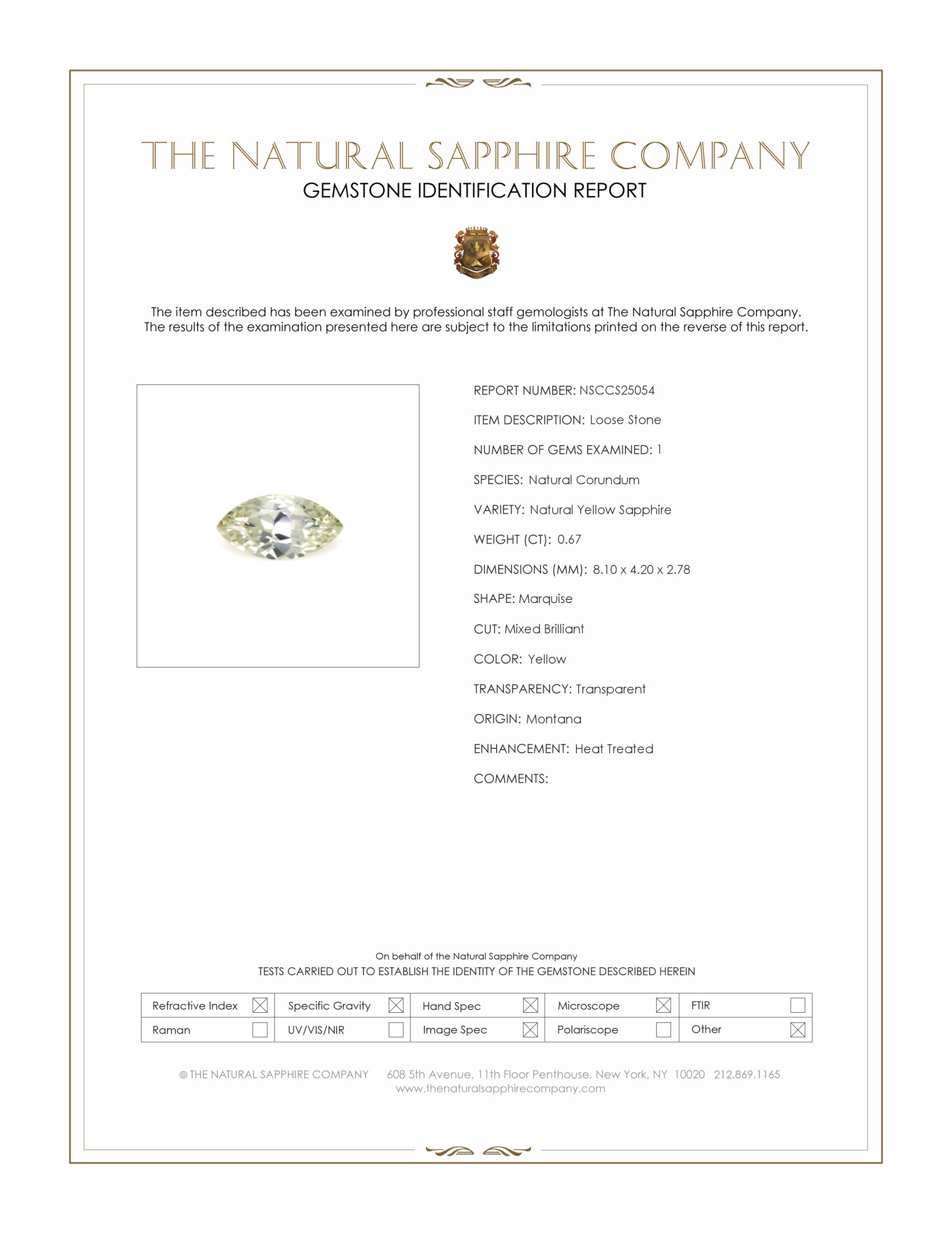 0.67 Ct. Yellow Sapphire from Montana