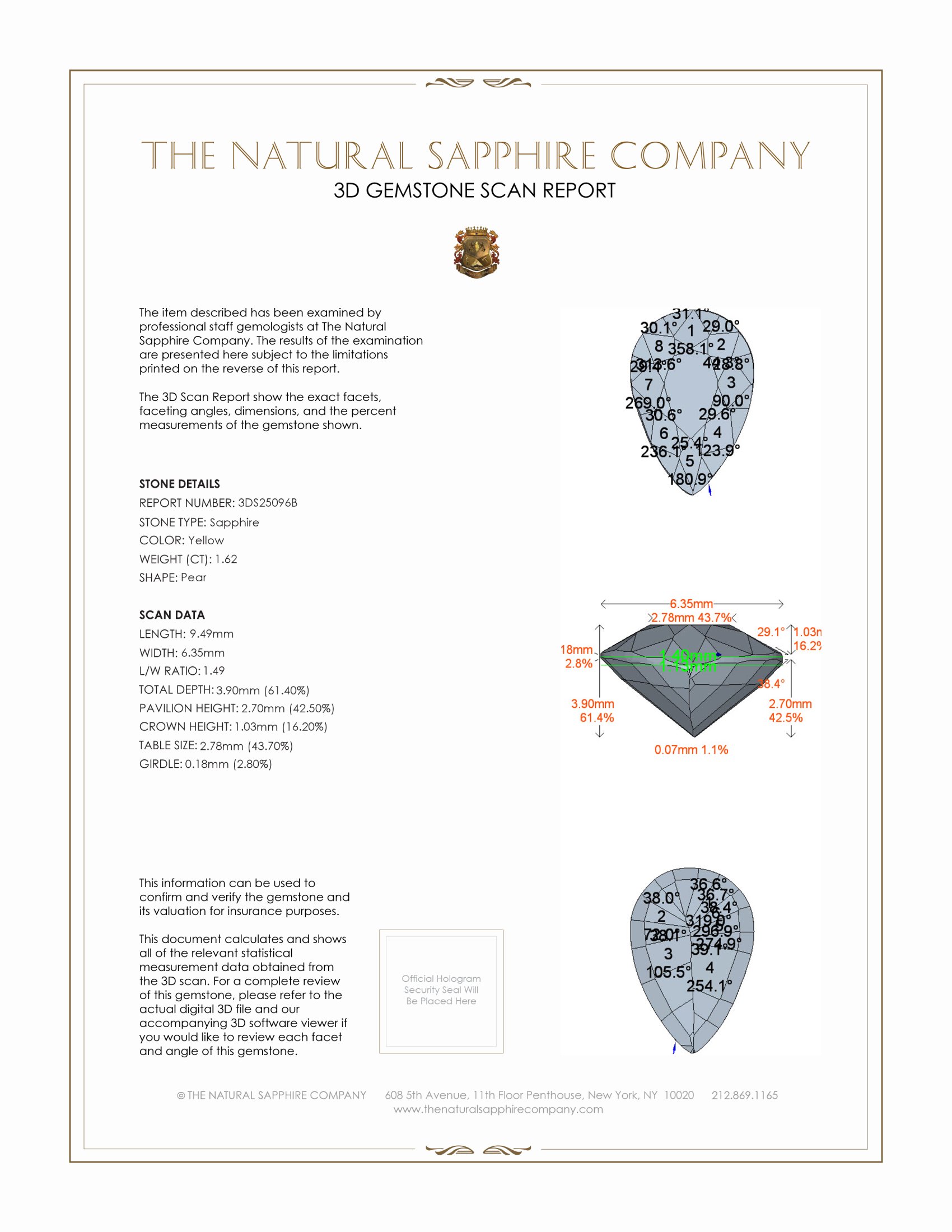 1.62 Ct. Yellow Sapphire from Ceylon (Sri Lanka)