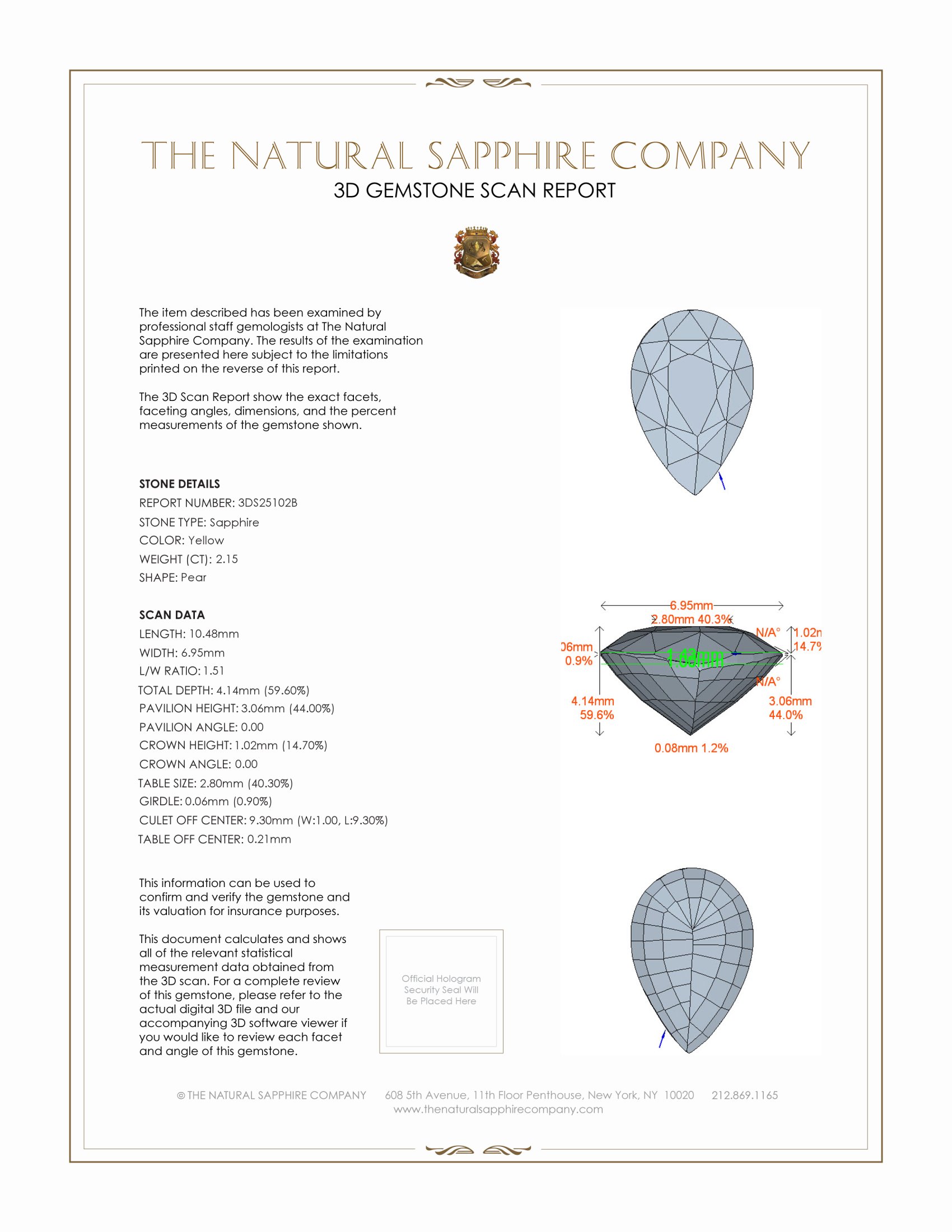 2.15 Ct. Yellow Sapphire from Ceylon (Sri Lanka)