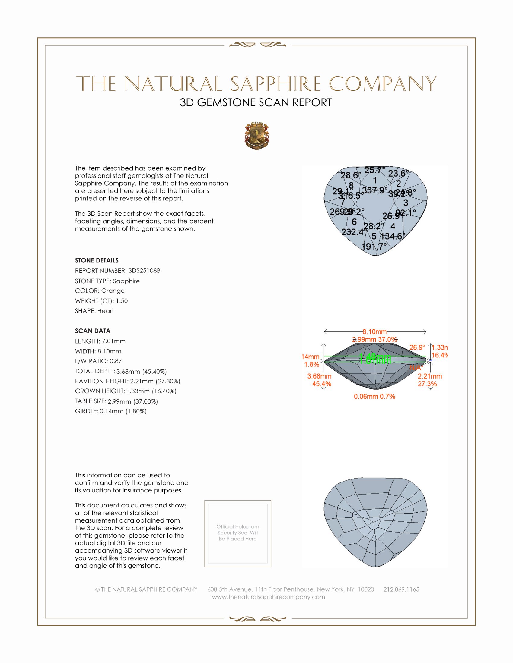 1.50 Ct. Orange Sapphire from Ceylon (Sri Lanka)
