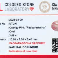 3.68 Ct. Padparadscha Sapphire from Ceylon (Sri Lanka) Scan Report