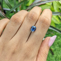 2.55 Ct. Greenish Blue Sapphire from Madagascar Life Style