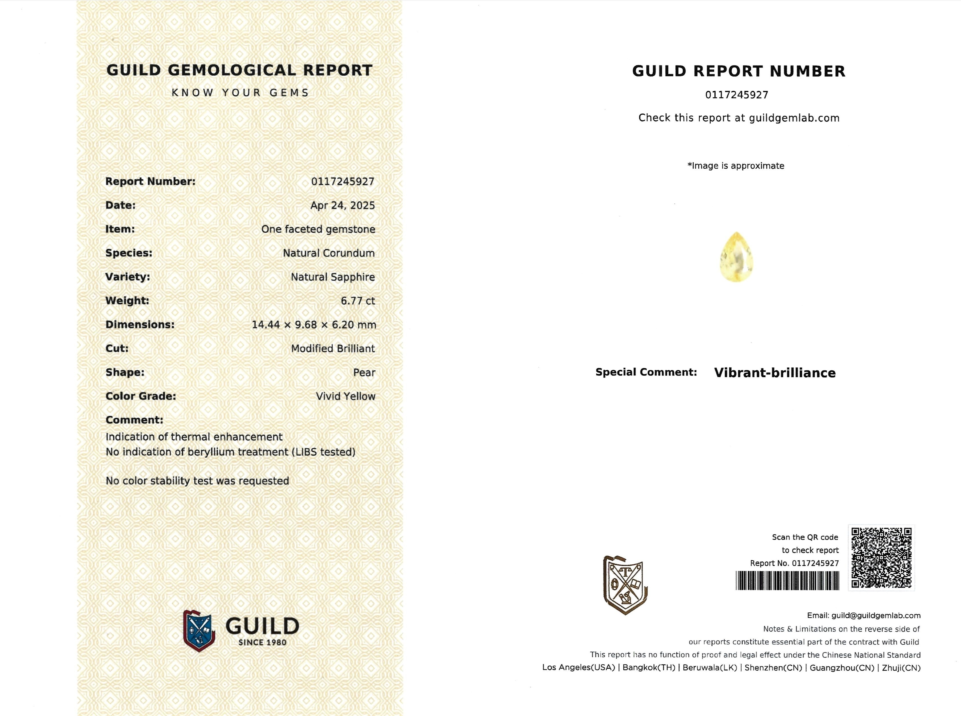 6.77 Ct. Yellow Sapphire from Ceylon (Sri Lanka)