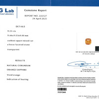 11.53 Ct. Orange Sapphire from Madagascar Scan Report