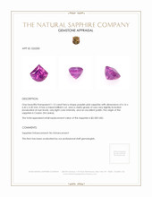 1.15 Ct. Purplish Pink Sapphire from Ceylon (Sri Lanka) Appraisal