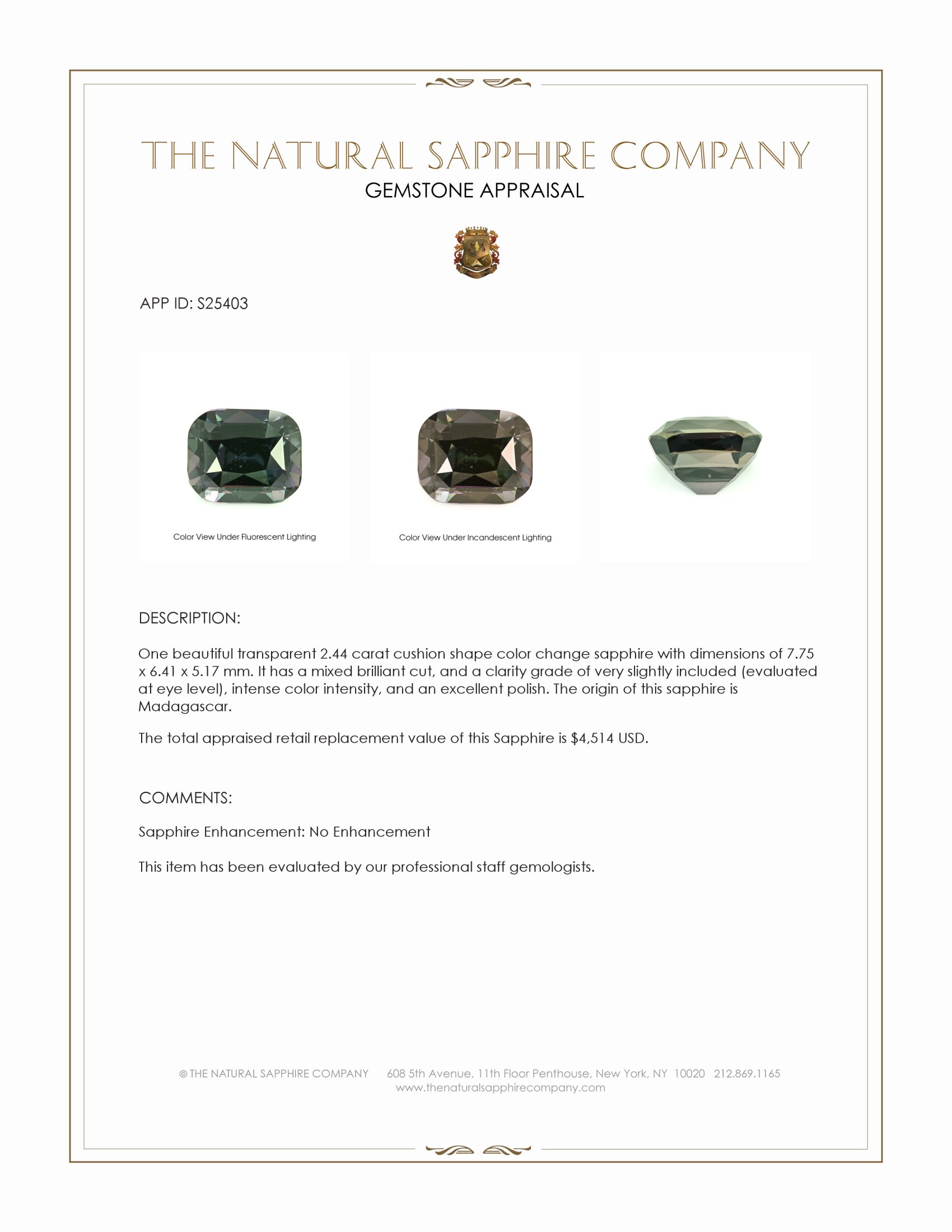 2.44 Ct. Color Change Sapphire from Madagascar