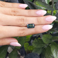 6.05 Ct. Bluish Green Sapphire from Madagascar Life Style