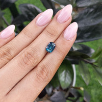 2.55 Ct. Greenish Blue Sapphire from Madagascar Life Style