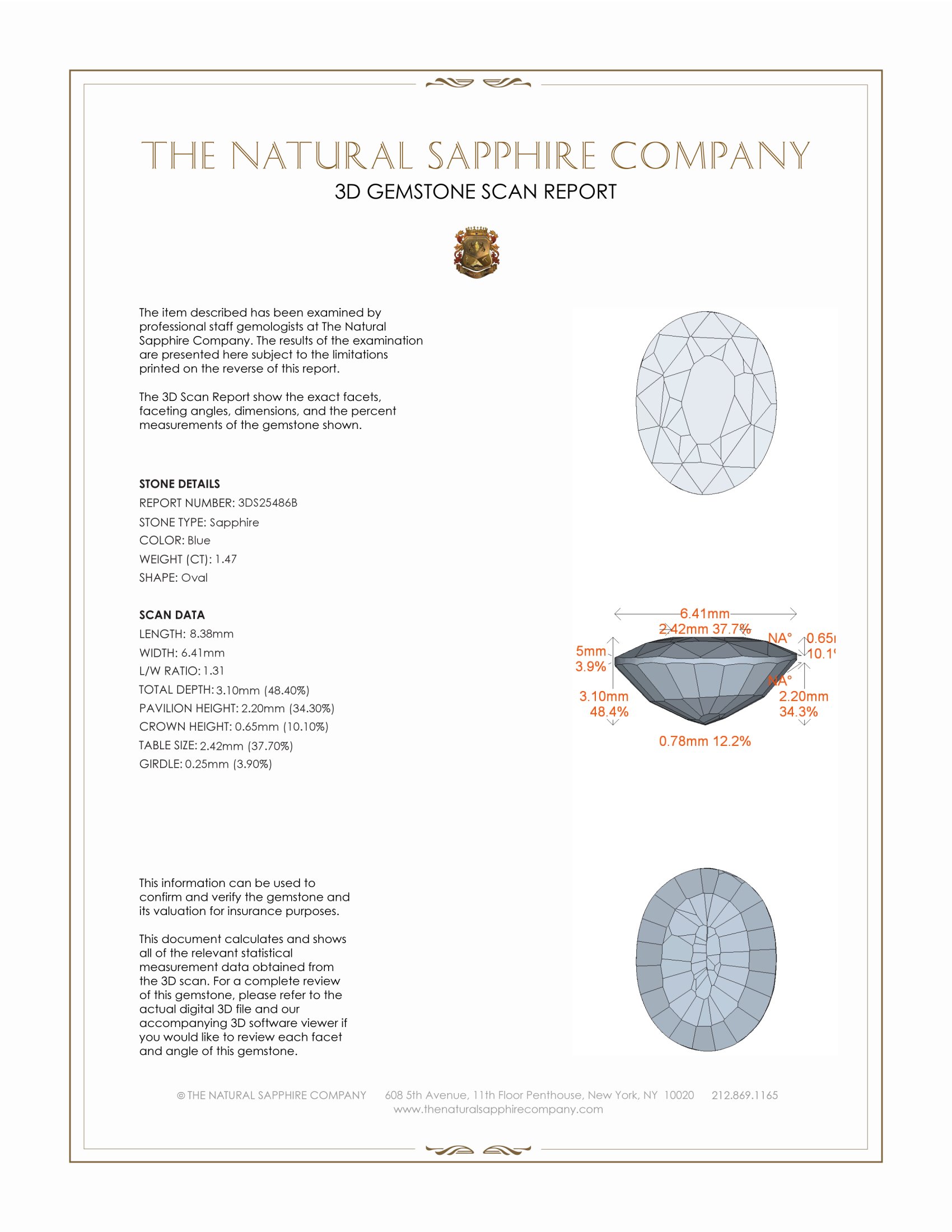 1.47 Ct. Blue Sapphire from Ceylon (Sri Lanka)