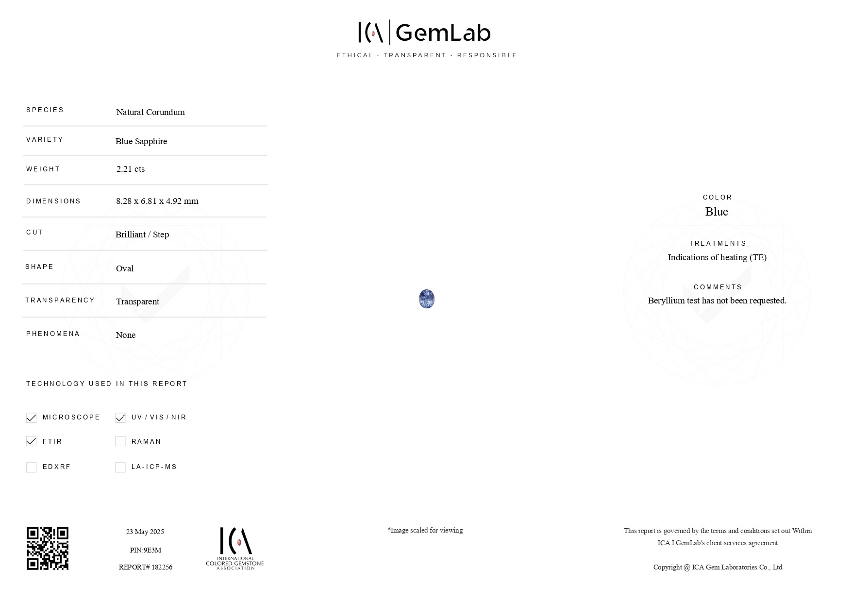 2.21 Ct. Blue Sapphire from Ceylon (Sri Lanka)