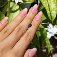 1.02 Ct. Greenish Blue Sapphire from Madagascar Life Style