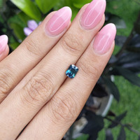 1.56 Ct. Greenish Blue Sapphire from Madagascar Life Style