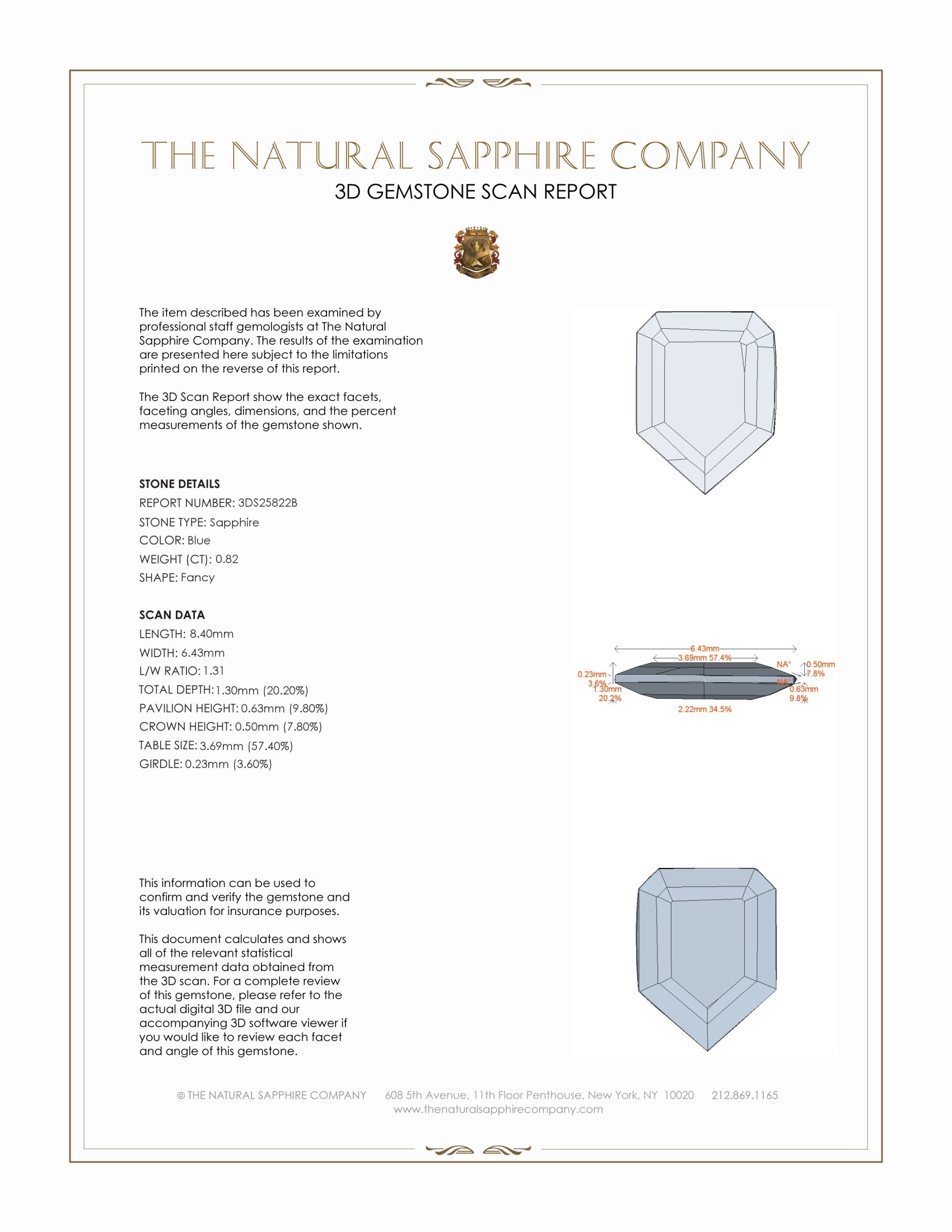 0.82 Ct. Blue Sapphire from Ceylon (Sri Lanka)