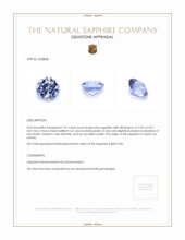 1.07 Ct. Blue Sapphire from Ceylon (Sri Lanka) Appraisal