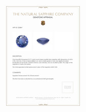 0.77 Ct. Purplish Blue Sapphire from Ceylon (Sri Lanka) Appraisal