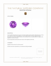 0.46 Ct. Pinkish Purple Sapphire from Ceylon (Sri Lanka) Appraisal