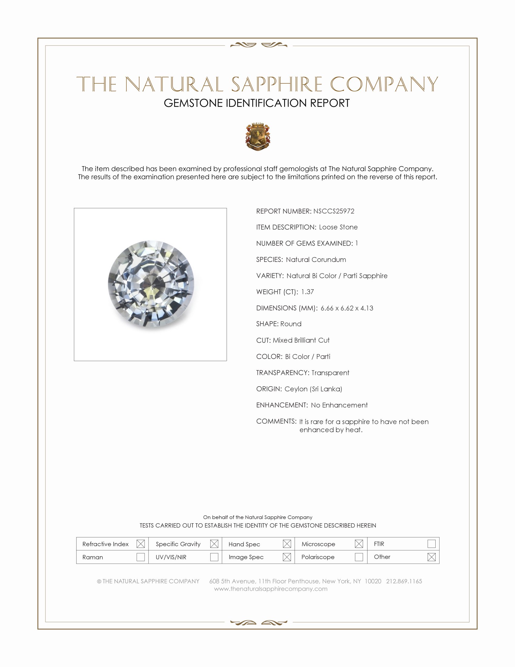 1.37 Ct. Bi Color / Parti Sapphire from Ceylon (Sri Lanka)