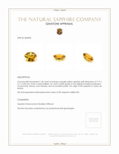 1.68 Ct. Orangish Yellow Sapphire from Ceylon (Sri Lanka) Appraisal