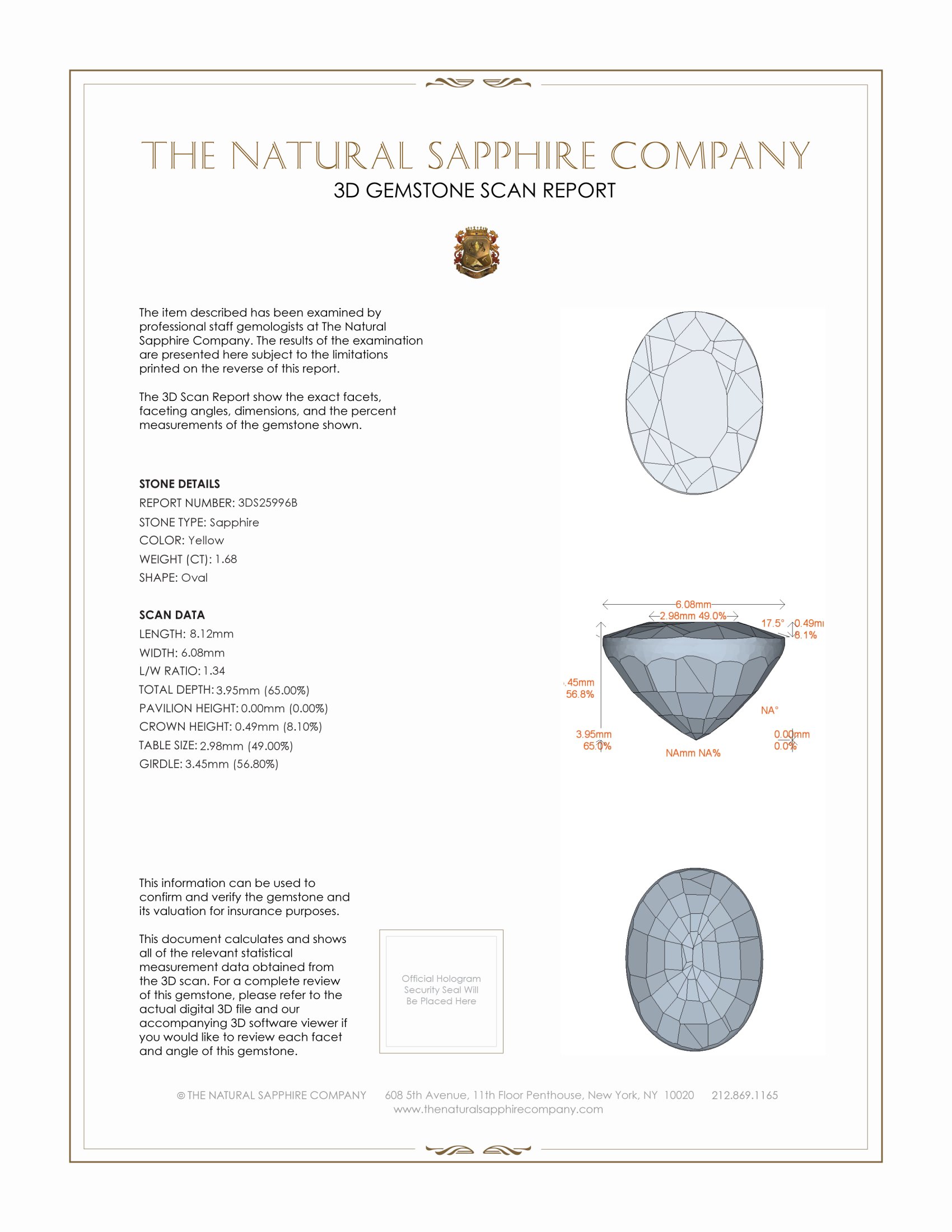 1.68 Ct. Yellow Sapphire from Ceylon (Sri Lanka)