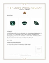 3.10 Ct. Bluish Green Sapphire from Ceylon (Sri Lanka) Appraisal