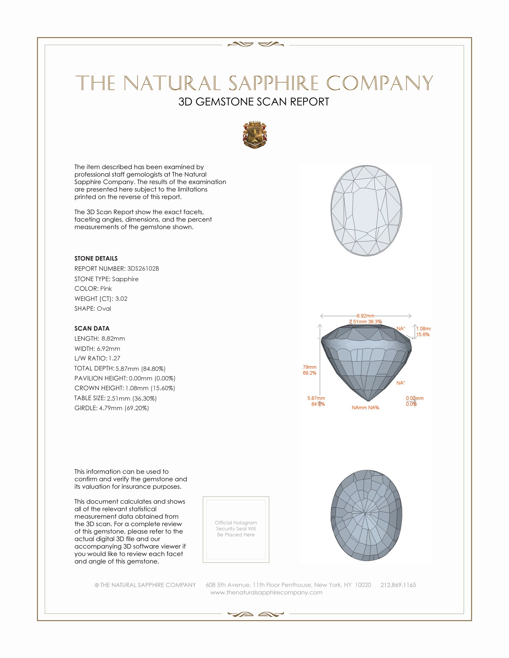 3.02 Ct. Pink Sapphire from Ceylon (Sri Lanka)