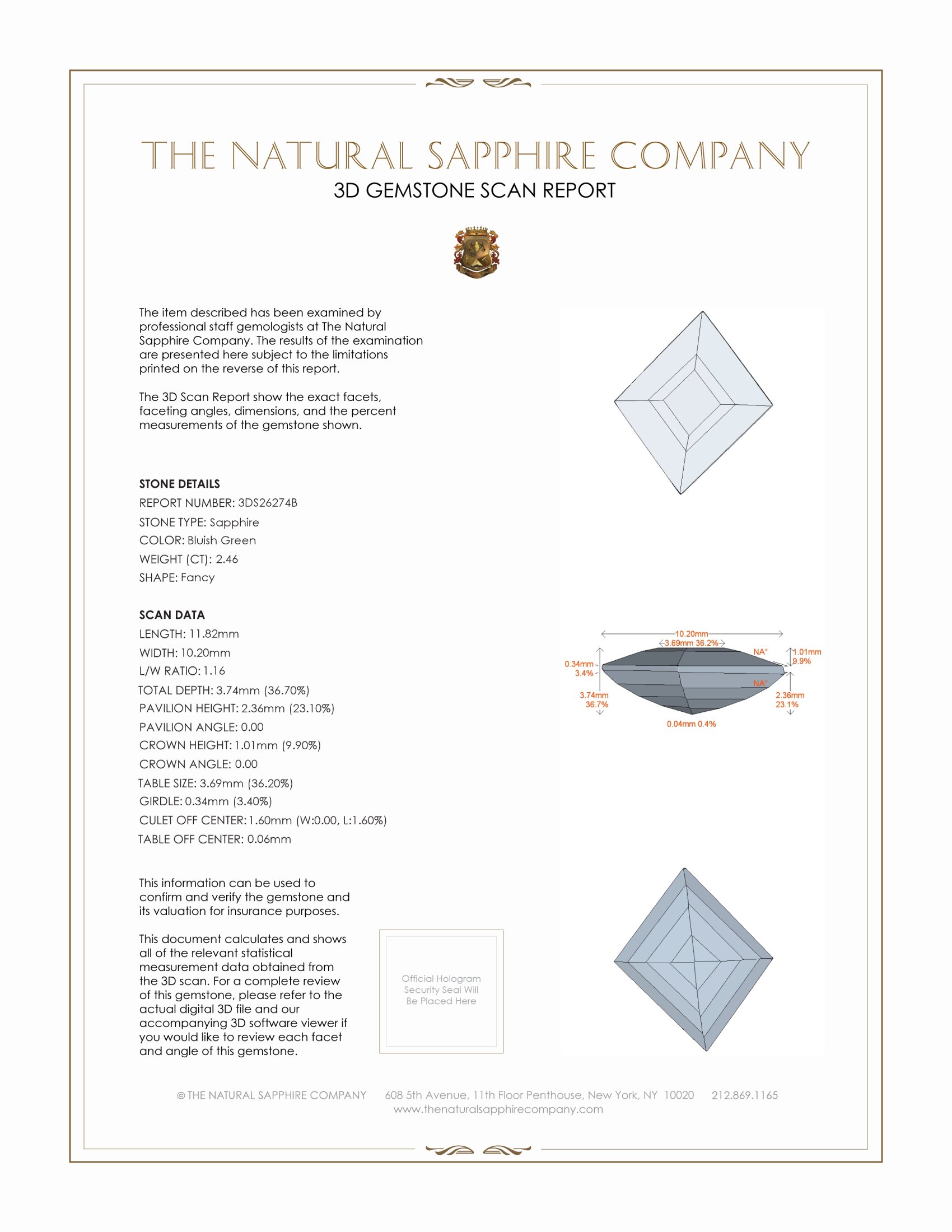 2.46 Ct. Bluish Green Sapphire from Madagascar